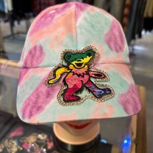 Colorful Tie-Dye Cap with Grateful Dead Bear Patch